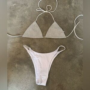 Vintage Embellished White Triangle Bikini Set perfect for Coachella